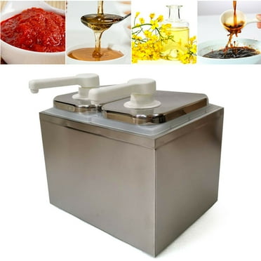 Fichiouy 2 heads Sauce Dispenser Pump Squeeze Condiment Dispensing Stainless Steel for Kitchen