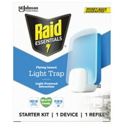 Raid Essentials Flying Insect Light Trap Starter Kit, 1 Fly Trap Device & 1 Refill