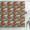 thumbnail image 1 of Tropical Shower Curtain, Exotic Botany Concept with Plumeria Magnolia and Hibiscus Flowers with Palm Leaves, Fabric Bathroom Set with Hooks, 69W X 70L Inches, Multicolor, by Ambesonne, 1 of 3
