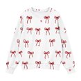 thumbnail image 3 of Christmas Kids Sweater Girls Crewneck Sweatshirt Long Sleeve Pullover Knit Tops,Relaxed Warm For Festival School Wear,White,5-6 Years, 3 of 6