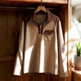 thumbnail image 6 of qucoqpe Mens Mock Neck Sweatshirt Trendy Long Sleeve Casual Pullover with Chest Pocket, 6 of 8