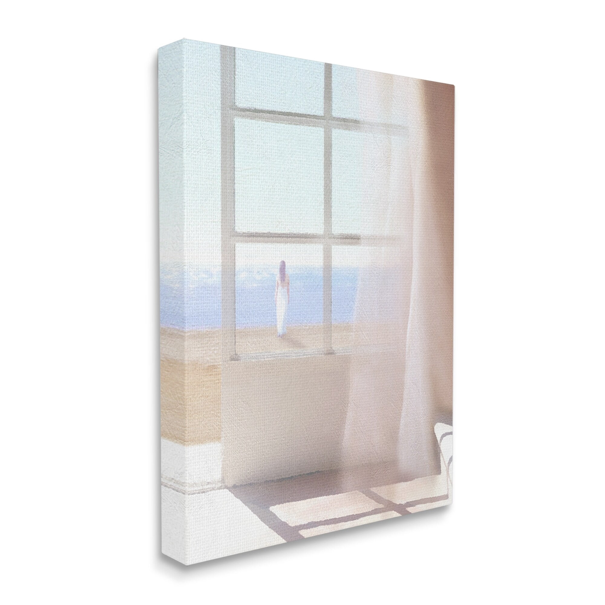 Stupell Industries Soothing Beach Sunlight Woman Waiting Shoreline Window Painting Gallery Wrapped Canvas Print Wall Art, Design by Noah Bay