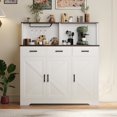 thumbnail image 7 of Farmhouse Buffet Cabinet with Microwave Stand, Wood Sideboard Storage Cabinet with Barn Doors & Drawers & Ajustable Shelves for Kitchen, White, 7 of 7
