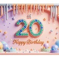 thumbnail image 4 of Floral Design Happy Birthday Banner Milestone Celebration Decorative 20th Birthday Party Backdrop for Indoor Party Outdoor Celebration Event Decor, 4 of 8