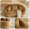 thumbnail image 3 of COOLHUT 65" 3 Seater Sofa Couch, Plush Floor Sofa Couch with Cozy Cushions & 3 Pillows, Curved Back Teddy Fabric Sofa for Living Room, Small Space, Brown (Sofa-in-a-Box), 3 of 10