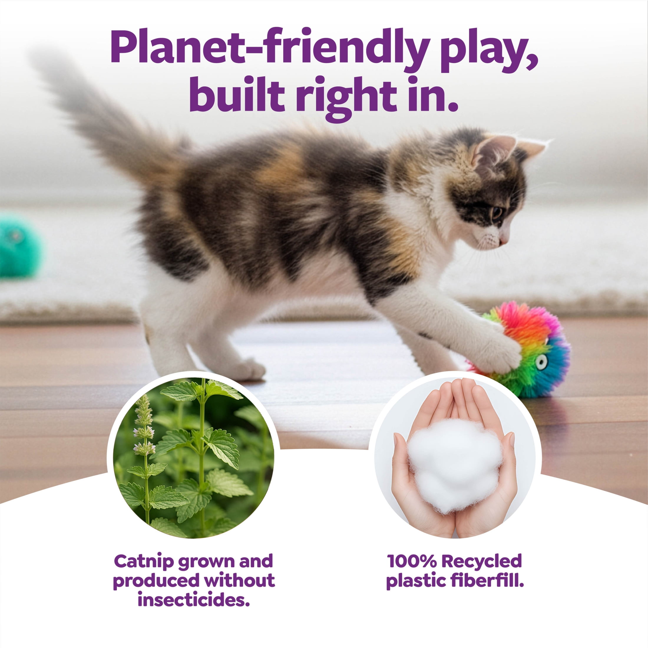 SmartyKat Fuzzy Friends (Set of 2) Soft Plush Catnip Ball Cat Toys