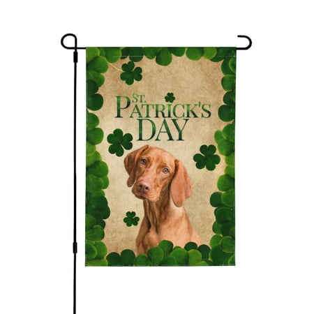 St. Patrick's Day Clover Labrador Day Garden Decor Flags, Double-Sided Garden Flags for Patio Terrace, 28"x40"