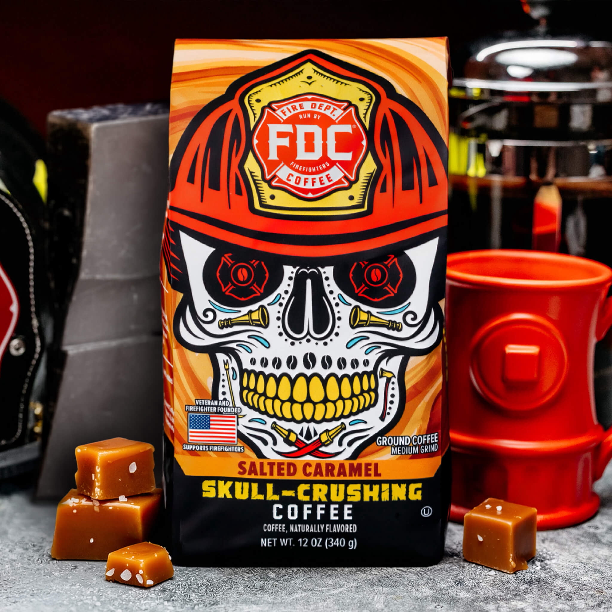Fire Department Coffee Skull Crushing Salted Caramel Espresso, 12oz