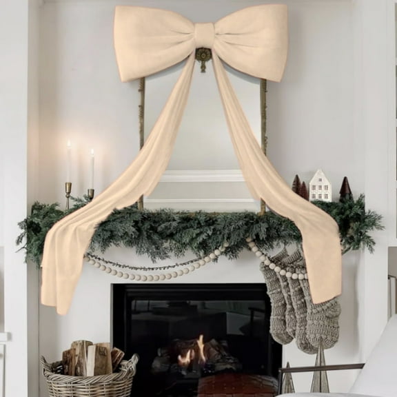 isasaka 6ft Giant Christmas Bow, Big Yellow Velvet Tree Topper for Xmas Decor, Indoor Wall Door Mantle Party Decoration