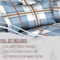 thumbnail image 5 of Superity Duvet and Fitted Sheet Set Cotton Blend Percale Fabric Button Closure Duvet Cover Breathable and Wrinkle Free - Including 2 Pillow Cases 4 Piece Set (Denim Plaid, Full), 5 of 5