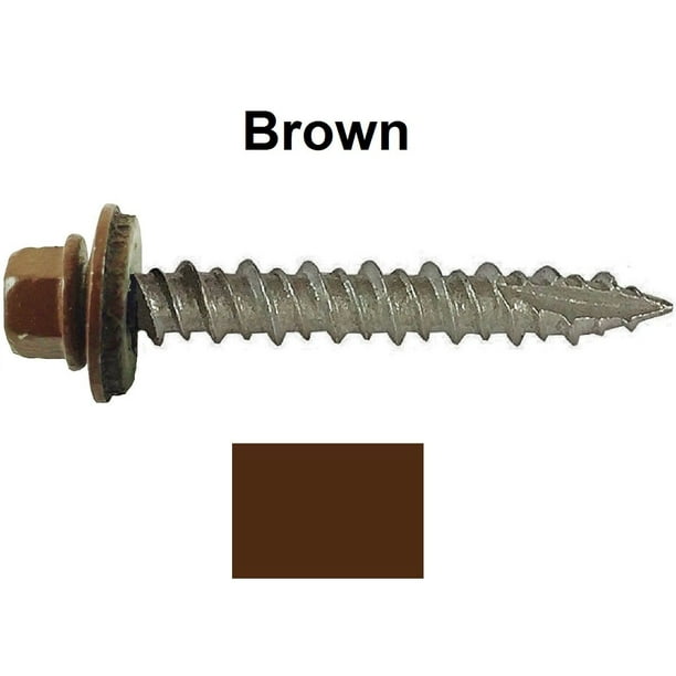 Metal ROOFING SCREWS (250) 10 x 2" Brown Hex Head Sheet Metal Roof
