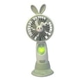 thumbnail image 3 of Ventilador de mano con base, recargable por USB, compacto, silencioso, bonito ventilador portátil con forma de conejo. verde, 3 of 9