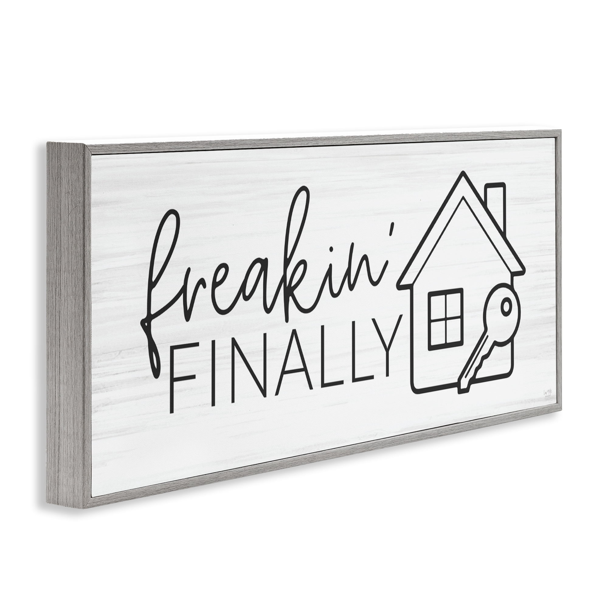 Stupell Industries Freakin' Finally Housewarming Gray Framed Giclee Art, design by Lux + Me Designs
