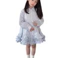 thumbnail image 2 of JDQJBZ Robe à Manches Courtes pour Filles Été Enfants Tout-Petits Manches Bouffantes Imprimé à Carreaux devant Robe Décontractée, 2 of 5