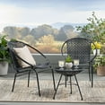 thumbnail image 2 of GDF Studio Belvidere Outdoor Wicker and Glass 3 Piece Chat Set, Black, 2 of 13