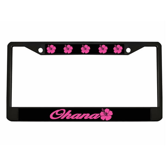 Ohana Design Metal License Plate Frame Personalized/Car Accessories Car Tag Holder Cover (Black/Black/Dark Pink)