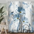 thumbnail image 2 of Rustic Farmhouse Shower Curtain, Farm Blue Grey Daisy Floral Flowers and Butterfly on Country Wooden Shower Curtain for Bathroom, Gray White Navy Blue Shower Curtain with 12PCS Hooks, 70X84IN, 2 of 5