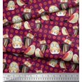 thumbnail image 3 of Soimoi Moss Georgette Fabric Floral & Owl Cartoon Print Fabric by The Yard 42 Inch Wide, 3 of 3