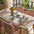 thumbnail image 3 of Easter Table Cloths for 6 Foot Rectangle Tables, Spring Rabbit Eggs Roses Colorful Flags Leaves Patio Waterproof Elastic Fitted Tablecloths, Washable Rectangular Table Cover for Camping, 3 of 8