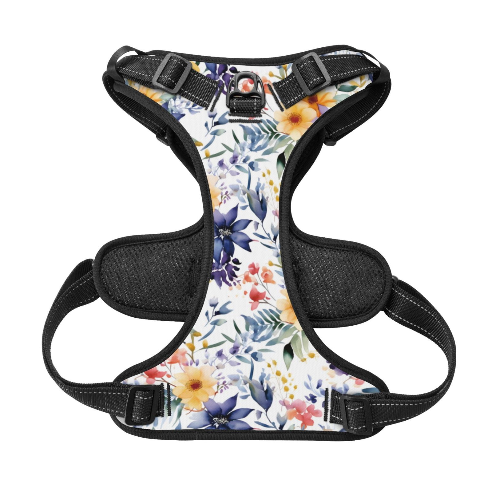 Kdxio Lilies Flowers Print No Pull Dog Harness Adjustable Reflective Oxford Easy Control Medium Large Dog Harness for Training and Everyday-Large