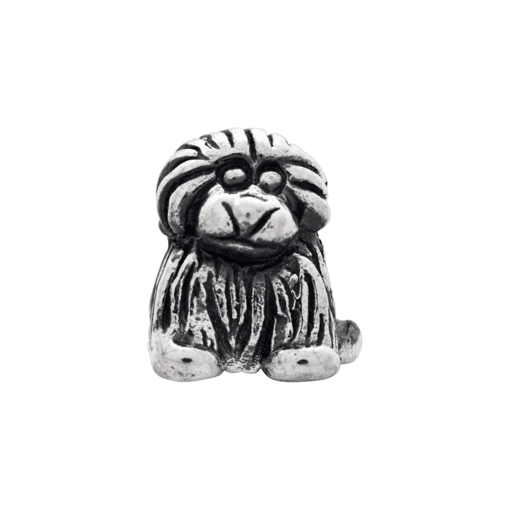 Puppy Kids Charm .925 Sterling Silver Antique Finish Reflection Beads