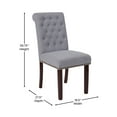 thumbnail image 5 of BizChair Light Gray Fabric Parsons Chair with Rolled Back, Accent Nail Trim and Walnut Finish, 5 of 11