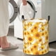 thumbnail image 5 of Balery White Marble Pattern Sunflower Cesta de ropa redonda con asas, impermeable, independiente, para ropa, juguetes, dormitorio y familia-Medium, 5 of 6