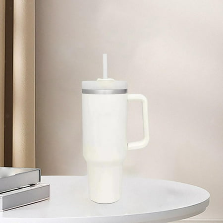 

Double Layer Vacuum Insulated Tumbler Coffee Mug 1300Ml Straw Cup For Car