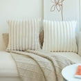 thumbnail image 6 of Sanmadrola Throw Pillow Covers 18x18 inch Pack of 2 Faux Fur Plush Decorative Throw Pillow Covers Couch Cushion Case Soft Pillow with Velvet Back for Sofa, Bed, Living Room, White, 6 of 6