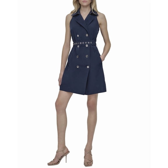 DKNY womens Fit & Flare Vest Dress, 4, Blue
