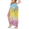thumbnail image 2 of Uourmeti Rainbow Mermaid Swim Cover Up for Women Sheer Bikini Tie Side Wraps Chiffon Scarf Blouse for Swimwear One Size, 2 of 7