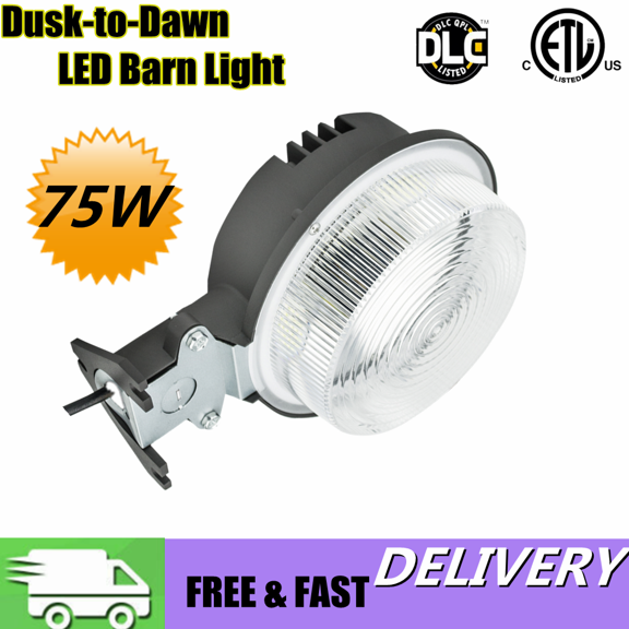 SEURON Waterproof Daylight Sensor Outdoor Security LED Light, 5500K 8400 Lumens White, 75W (2 Pack)