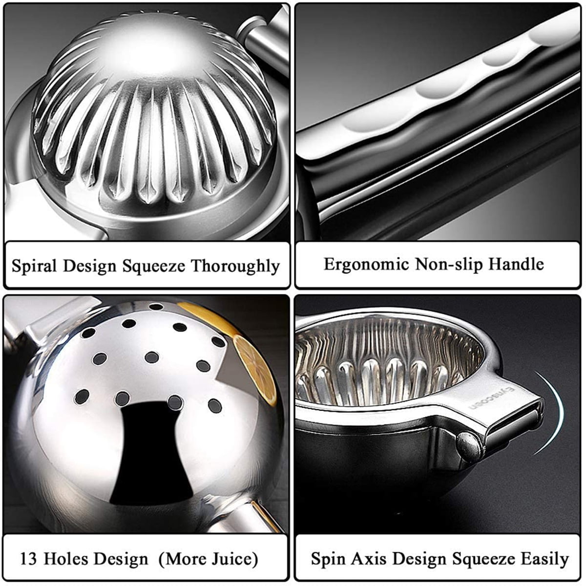 Kepooman 3.54" Handheld Stainless Steel Lemon Squeezer for Orange Citrus, Silver Kepooman 3.54" Handheld Stainless Steel Lemon Squeezer for Orange Citrus, Silver