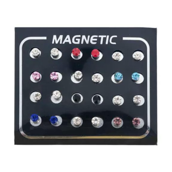 EOEMY 12Pairs/Set Magnetic Ear Studs Earrings For Women Fake Piercing Fake Nose Ring .-Colorful