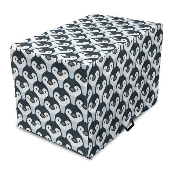 Penguin Dog Crate Cover, Animal Print Themed Continuous Pattern with Birds, Easy to Use Pet Kennel Cover Small Dogs Puppies Kittens, 7 Sizes, Slate Blue Pale Blue, by Ambesonne