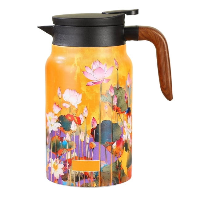 zhangmingg Large Floral Pattern Teapot with Built In Infuser Detachable Holder and Lid Stainless Steel Home Tableware for Brewing Tea