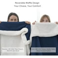 thumbnail image 2 of PHF Waffle Sherpa Bed Blanket Twin Size, Cozy Warm Reversible Plush Flannel Blanket for Winter, 60" x 80", Navy Blue, 2 of 7