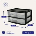 thumbnail image 5 of Homz Plastic 2 Drawer Wide Body Home Storage Cart, Black Frame with Clear Drawer, 2 Pack, 5 of 10