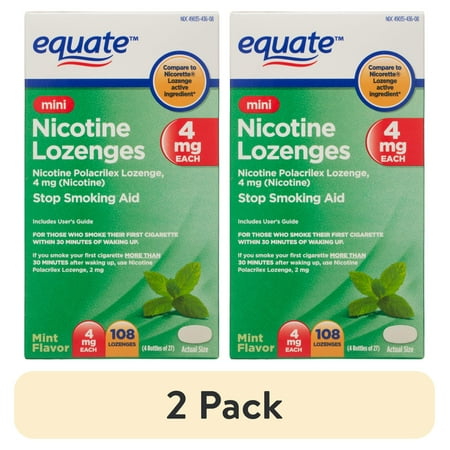 (2 pack) Equate Mini Nicotine Lozenges, 4 mg, Mint Flavor, 108 Count