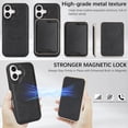 thumbnail image 5 of For iPhone 17 Wallet Case Magnetic Card Holder, Compatible with Magsafe, RFID Blocking 2 in 1 Detachable Kickstand Back Flip Vintage Leather Shockproof Case for Women Men,Black, 5 of 11