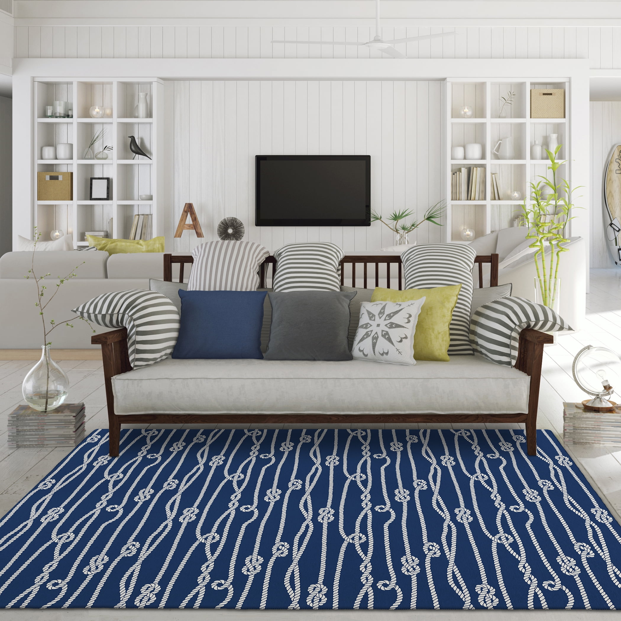 Addison Rugs Harpswell AHP37 Blue 8' x 10' Indoor Outdoor Area Rug, Easy Clean, Machine Washable, Non Shedding, Bedroom, Living Room, Dining Room, Kitchen, Patio Rug