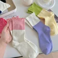 thumbnail image 4 of Granjero Gordo 3 pares de calcetines finos de algodón para mujer, calcetines de algodón suave para mujer por encima del tobillo (verde), 4 of 5