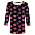 thumbnail image 6 of VKOYWKM Women Halloween Shirts Funny Pumpkin Graphic T Shirts 3/4 Sleeve Holiday Crew Neck Loose Fit Halloween Party Blouses, 6 of 6
