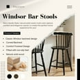 thumbnail image 4 of Dayalane Antique-style Windsor Bar Stools Set of 2, 24" Counter Height Barstools with Spindle Back & Turned Legs, Rustic Vintage Colonial Wooden Island chair for Kitchen Breakfast Bar Home Pub, Black, 4 of 13