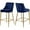 Navy and Gold, variant on Meridian Furniture Karina 27.5"H Velvet Counter Stool in Navy (Set of 2)