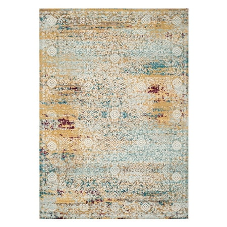 SAFAVIEH Aria Cromwell Oriental Area Rug  Yellow/Cream  6’5” x 6’5”  Round