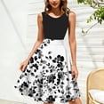 thumbnail image 3 of qucoqpe Summer Dresses for Women 2026 Fashion Floral Print Sleeveless Crew Neck Loose Fit Casual Midi Tank Dress, 3 of 8