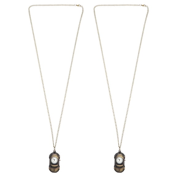 WHAMVOX Vintage Car Shape Pocket Watch with Chain Made of Titanium for Decoration Dark Brown