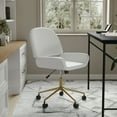 thumbnail image 6 of Martha Stewart Tyla Upholstered Office Chair in White/Polished Brass, 6 of 15