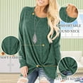 thumbnail image 3 of SWQZVT Womens Long Sleeve Tops Crew Neck Tunic Tops Tshirt Color Block Casual Fall Blouses for Legging Shirts for Women Pullover Sweatshirts Green Clothing Twist Knot Size S, 3 of 6